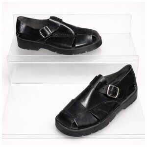 SAO Leather Men's Fisherman Sandals – Black Lug-Sole Fisherman Style, Size 9.5M